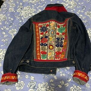 LUCKY BRAND Rare Embroidered Sequin Denim Jacket Medium